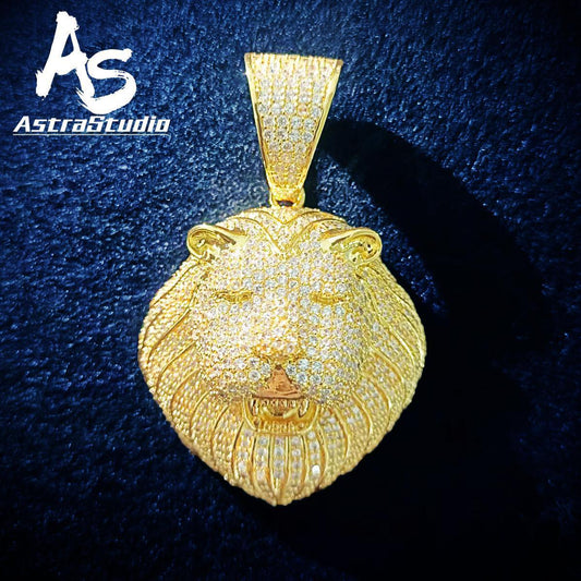 AstraStudio Men’s Lion Head Pendant Necklace – Full Zircon Golden Color Hip Hop Jewelry Chain | Personalized Gift for Men, Women, Boys & Girls | Perfect Valentine's Day & Mother’s Day Gift - CaratixJewelry