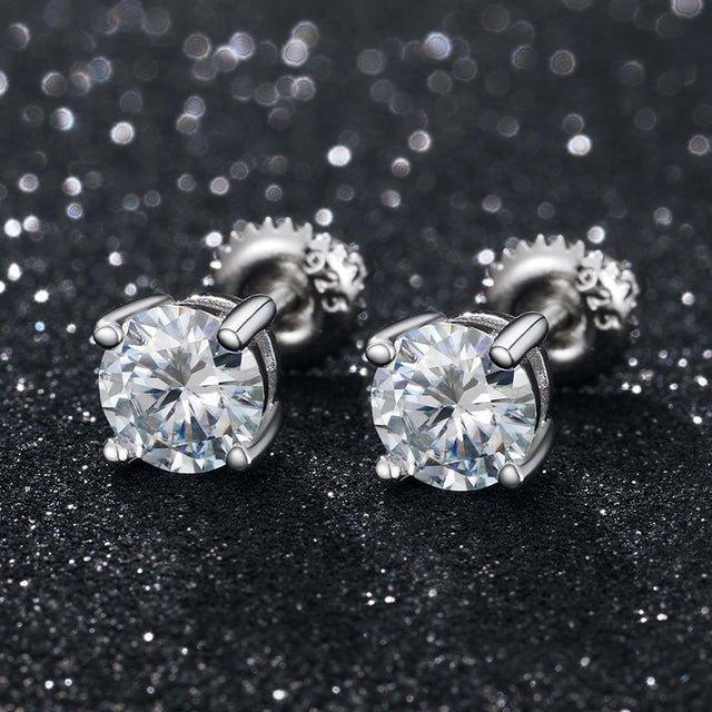 0.1ct Lab Sterling Silver Hip Hop Flooded Ice Earrings - CaratixJewelry