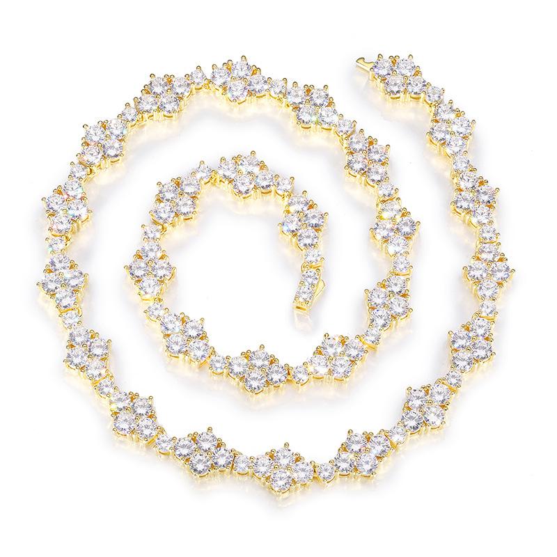 CARÁTIX - 12mm wide Hip Hop 5A+ CZ Stone Bling Iced Out Flower Tennis Link Chain Necklaces for Men Women Rapper Jewelry Valentine's Day Gift for Men & Girls & Boys Mothers' Day Gift #Springtok