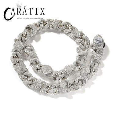 CARÁTIX Sun Star Eye Flower Cuban Link Chain Necklace – 5A+ CZ Iced Out Hip Hop Bling Jewelry for Men | Gold & Silver Rapper Gift - CaratixJewelry