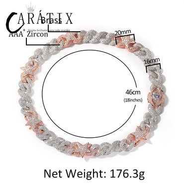 CARÁTIX Star Eyes Infinity Cuban Link Chain Necklace – 5A+ CZ Iced Out Hip Hop Bling Jewelry for Men | Claw Setting Rapper Gift