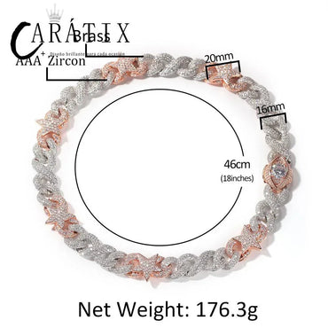 CARÁTIX Star Eyes Infinity Cuban Link Chain Necklace – 5A+ CZ Iced Out Hip Hop Bling Jewelry for Men | Claw Setting Rapper Gift - CaratixJewelry