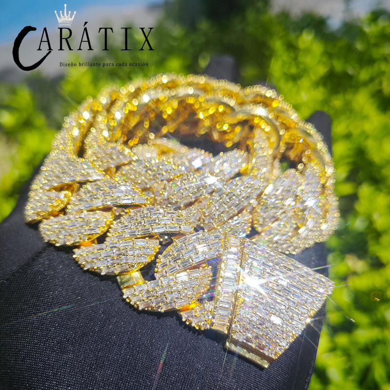 CARÁTIX Big Round Cuban Link Chain Necklace – Iced Out CZ Hip Hop Jewelry for Men & Women