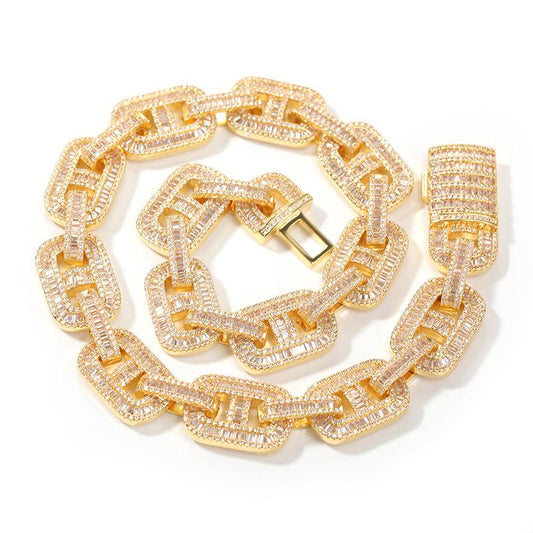 CARÁTIX Pink CZ Pig Nose Chain | Iced Out Coffee Beans Hip Hop Necklace for Men & Women