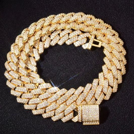 14mm Cuban Chain Necklace with Copper & Zircon - CaratixJewelry