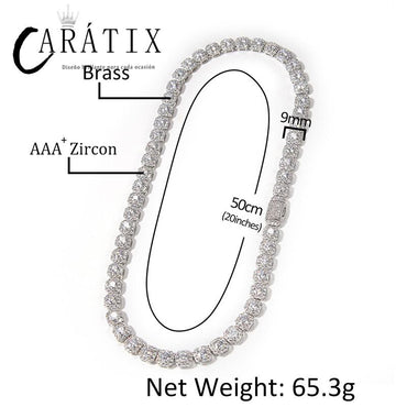 CARÁTIX - Hip Hop AAA+ Cubic Zirconia Paved Bling Iced Out 9mm Tennis Link Chain Chokers Necklaces for Men Women Unisex Rapper Jewelry Valentine's Day Gift for Men & Girls & Boys Mothers' Day Gift #Springtok
