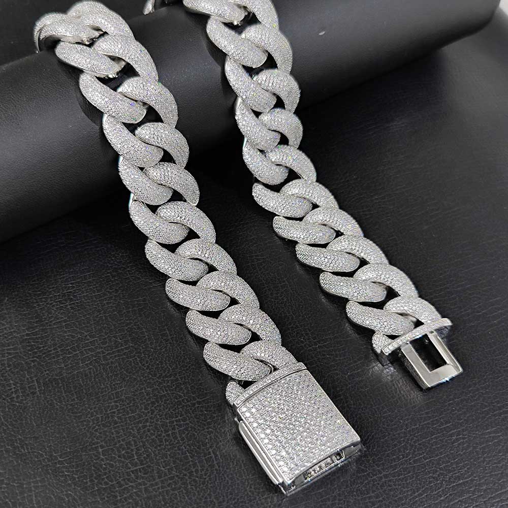 CARÁTIX - 25Mm Miami Cuban Chain Bling Zircon Jewelry Zircon Thick Link Necklace Valentine's Day Gift for Men & Girls & Boys Mothers' Day Gift #Springtok