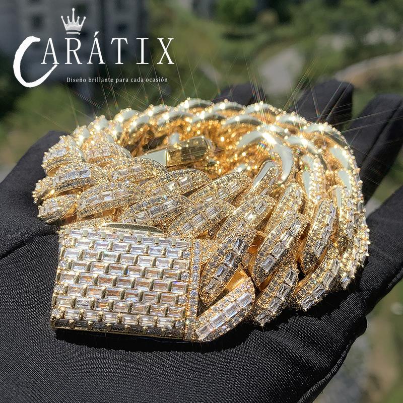 CARÁTIX – 20mm Big Round Cuban Link Chain Necklace | Iced Out CZ Hip Hop Jewelry for Men & Women
