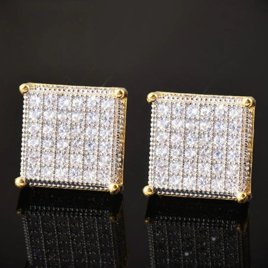 Octagon Iced Out Stud Earrings with Zircon | Simple & Trendy Hip Hop Jewelry | Caratix Jewelry - CaratixJewelry