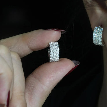 S925 Silver Round Moissanite Hoop Stud Earrings Hip Hop Style - CaratixJewelry