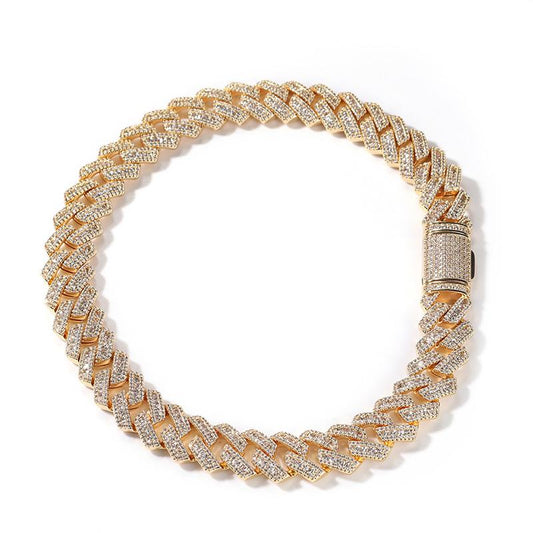 CARÁTIX 17mm Iced Out Cuban Link Chain Necklace – 5A CZ Claw Inlay Hip Hop Bling Jewelry for Men | Rapper Gift