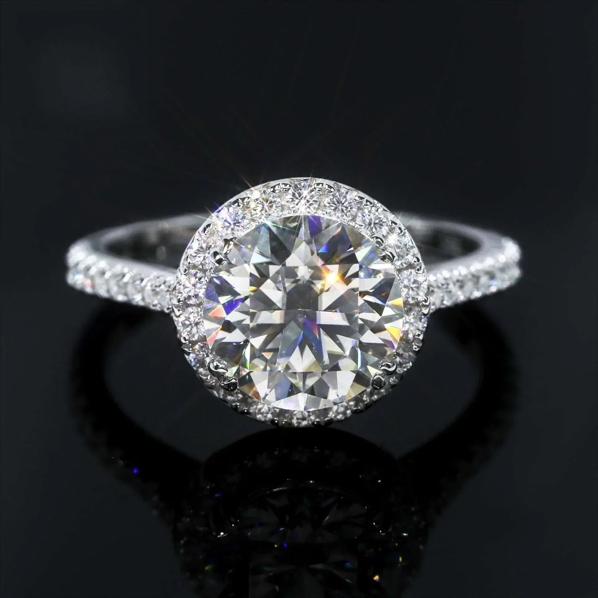 3ct Round Moissanite Engagement Ring | S925 Silver Luxury Women’s Bridal Jewelry - CaratixJewelry