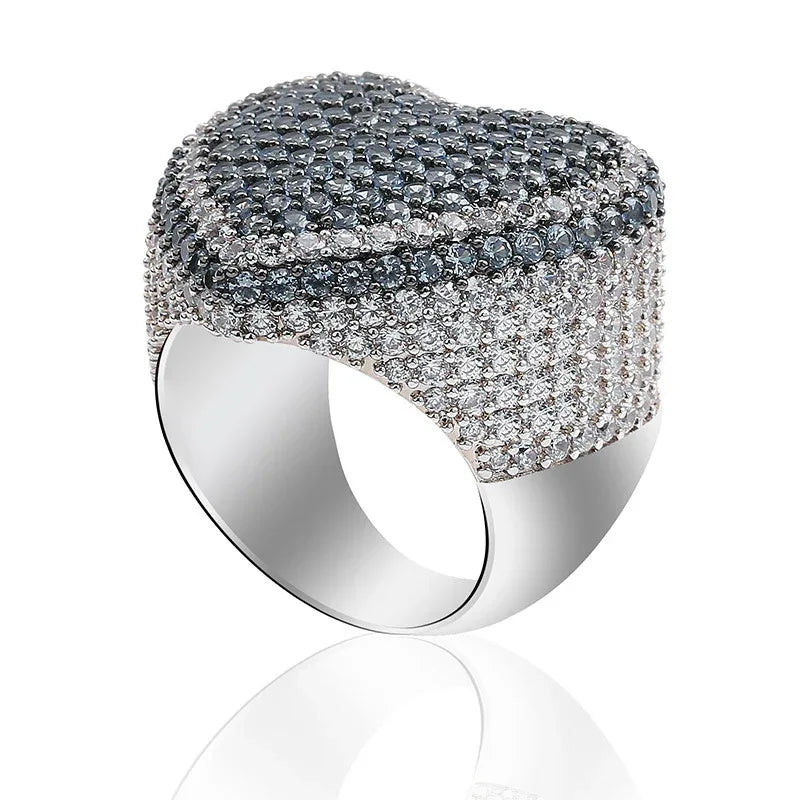 Colorful Heart Men's Hip Hop Ring | Iced Out Zirconia Band | Caratix