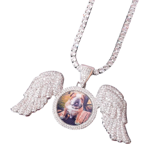 Special Wings Tennis Custom Photo Pendant Necklace – Iced Out Hip Hop Jewelry - CaratixJewelry
