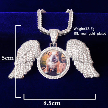 Special Wings Tennis Custom Photo Pendant Necklace – Iced Out Hip Hop Jewelry - CaratixJewelry