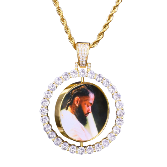Rotating Double-Sided Medallions Spinning Custom Photo Picture Pendant Necklace - Personalized Jewelry - CaratixJewelry