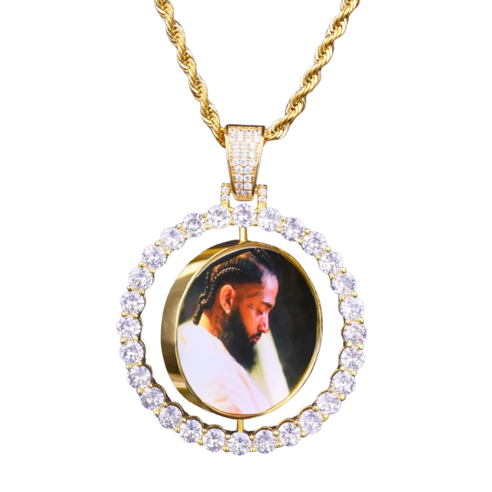 Rotating Double-Sided Medallions Spinning Custom Photo Picture Pendant Necklace - Personalized Jewelry - CaratixJewelry