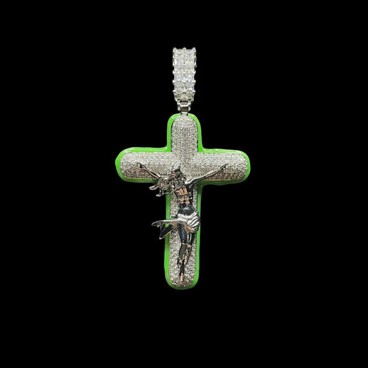 Cross Jesus Luminous Glow In The Dark Iced Out Pendant Necklace - CaratixJewelry