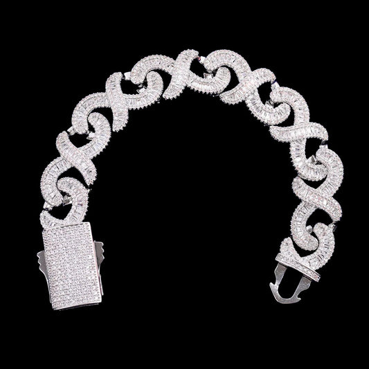 18MM Infinity Link Double Clasp Iced Out Diamond Bracelet – Luxury Hip Hop Jewelry for Men & Women