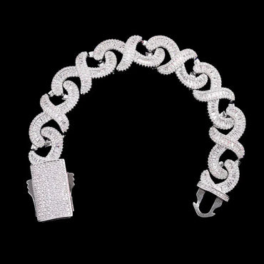 18MM Infinity Link Double Clasp Iced Out Bracelet – Luxury Hip Hop Jewelry for Men & Women - CaratixJewelry