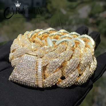 CARÁTIX Big Round Cuban Link Chain Necklace – Iced Out CZ Hip Hop Jewelry for Men & Women