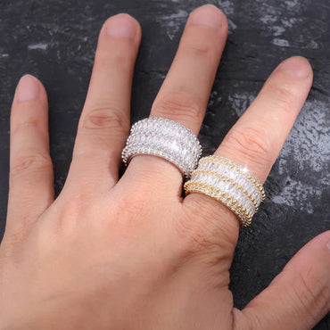 Double-Row Linear Zirconia Ring | Iced Out Parallel Band | Caratix