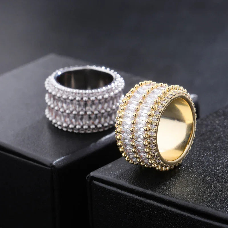 Double-Row Linear Zirconia Ring | Iced Out Parallel Band | Caratix
