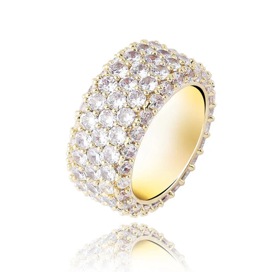 Triple Row Zirconia Hip Hop Ring | Unisex Iced Out Couple's Band | Caratix