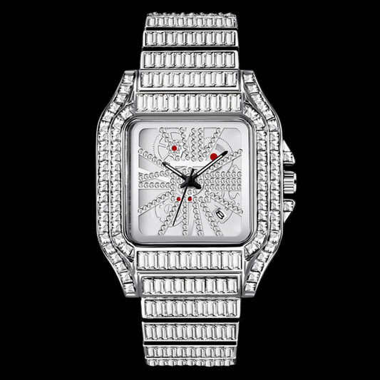Square Fully Diamond Date Iced Out Watch – Luxury Hip Hop Timepiece