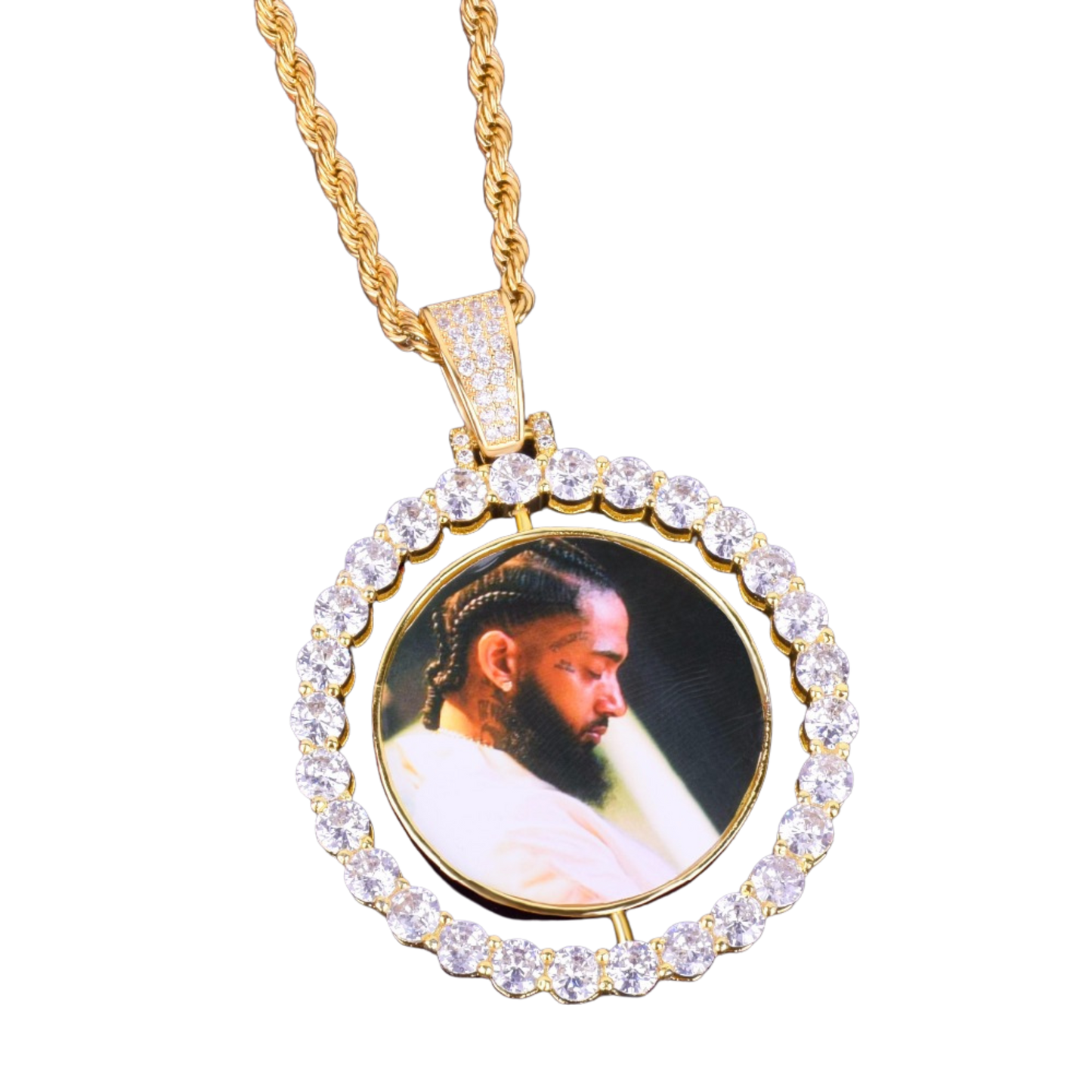 Rotating Double-Sided Medallions Spinning Custom Photo Picture Pendant Necklace - Personalized Jewelry - CaratixJewelry