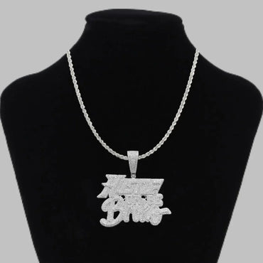 Hustle Or Be Broke Iced Out Letter Pendant Necklace – Custom Hip Hop Jewelry for Men - CaratixJewelry