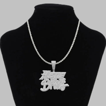 Hustle Or Be Broke Iced Out Letter Pendant Necklace – Custom Hip Hop Jewelry for Men - CaratixJewelry