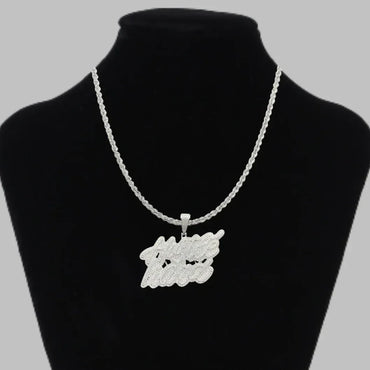 Hustle Hard Iced Out Letter Pendant Necklace – Custom Hip Hop Jewelry for Men - CaratixJewelry