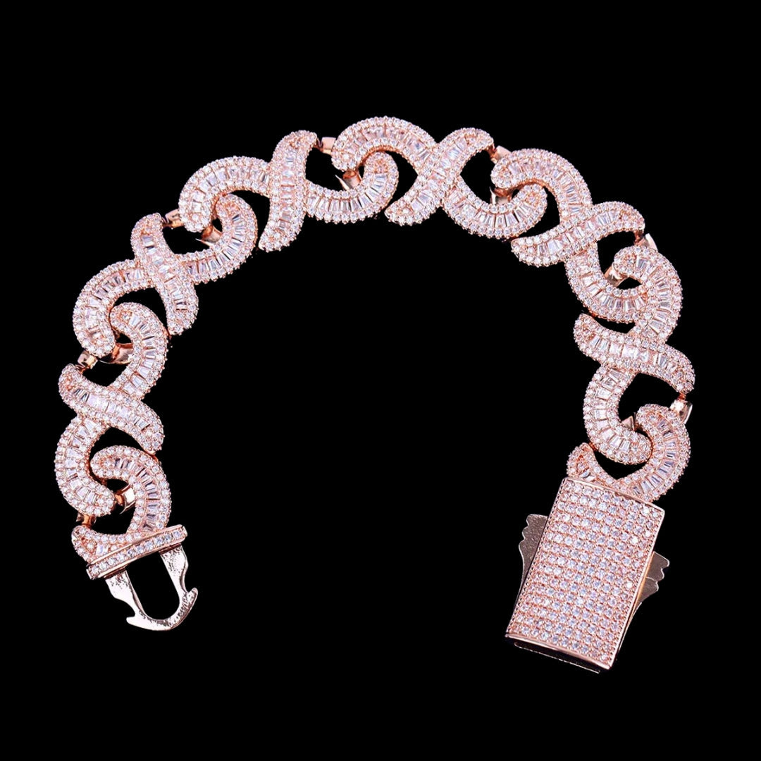 18MM Infinity Link Double Clasp Iced Out Diamond Bracelet – Luxury Hip Hop Jewelry for Men & Women
