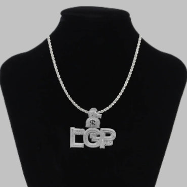 LGP Let's Get Paid Iced Out Letter Pendant Necklace – Custom Hip Hop Jewelry for Men - CaratixJewelry