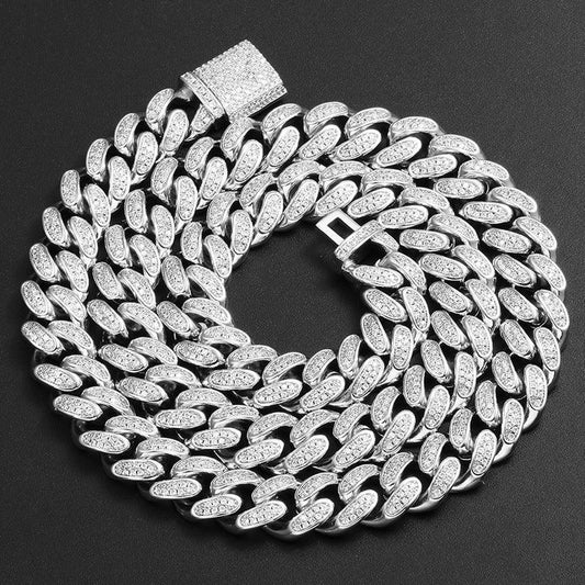 12mm Iced-Out Moissanite Cuban Link Chain – S925 Sterling Silver Hip Hop Streetwear Necklace - CaratixJewelry