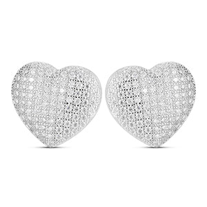 Luxury Lab Diamond .925 Sterling Silver Heart Bling Hip Hop Earrings