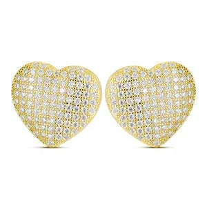 Luxury Lab .925 Sterling Silver Heart Bling Hip Hop Earrings - CaratixJewelry