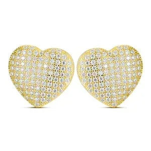 Luxury Lab .925 Sterling Silver Heart Bling Hip Hop Earrings - CaratixJewelry