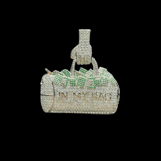 In My Bag Iced Out Letter Pendant Necklace – Custom Hip Hop Jewelry for Men - CaratixJewelry