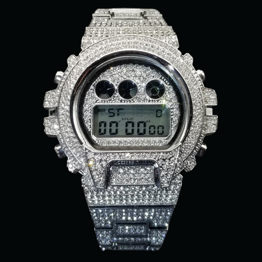 Digital LED Waterproof Chronograph Iced Out Diamond Watch – Luxury Hip Hop Watch for Men