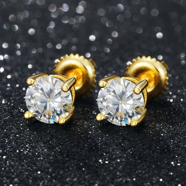 0.1ct Lab Sterling Silver Hip Hop Flooded Ice Earrings - CaratixJewelry