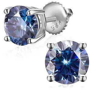 VVS 1CT Colorful Moissanite Stud Earrings | Pink, Yellow, Green, Blue Stones - CaratixJewelry