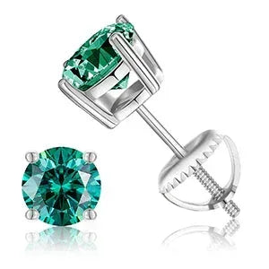 VVS 1CT Colorful Moissanite Stud Earrings | Pink, Yellow, Green, Blue Stones - CaratixJewelry