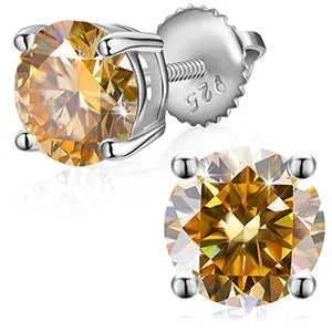 VVS 1CT Colorful Moissanite Stud Earrings | Pink, Yellow, Green, Blue Stones - CaratixJewelry
