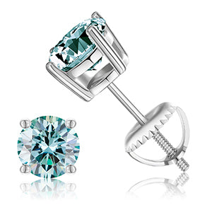 VVS 1CT Colorful Moissanite Stud Earrings | Pink, Yellow, Green, Blue Stones - CaratixJewelry