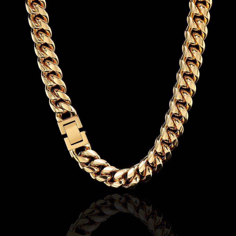 CARÁTIX - Hip Hop Cuban Curb Link Mens Miami Stainless Steel Chain Necklace Jewelry Gift For Him 6/8/10/12MM Valentine's Day Gift for Men & Girls & Boys Mothers' Day Gift #Springtok