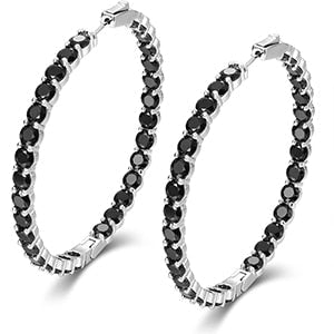 Boss Chick Queen 15.5CTW Lab Diamond 925 Silver Big Hoop Earrings