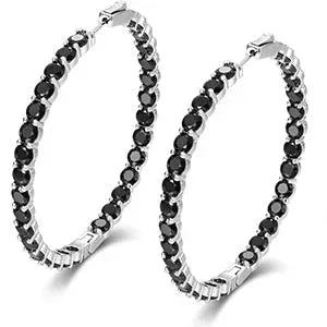 Boss Chick Queen 15.5CTW Lab 925 Silver Big Hoop Earrings - CaratixJewelry