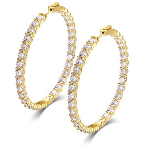 Boss Chick Queen 15.5CTW Lab 925 Silver Big Hoop Earrings - CaratixJewelry